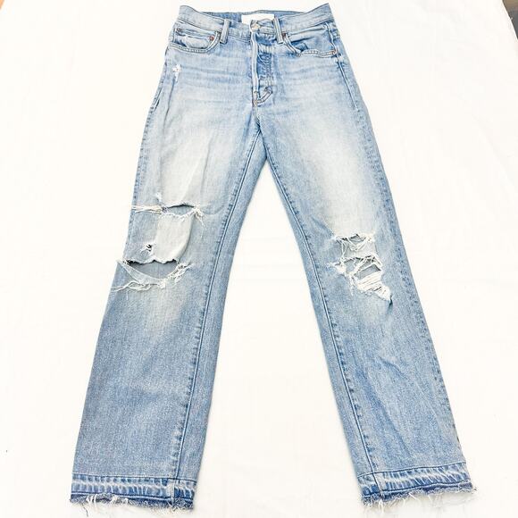 Mother Superior High Waisted Hiker Hover Undone On My Knes Denim Jeans Size 24 - Picture 2 of 9